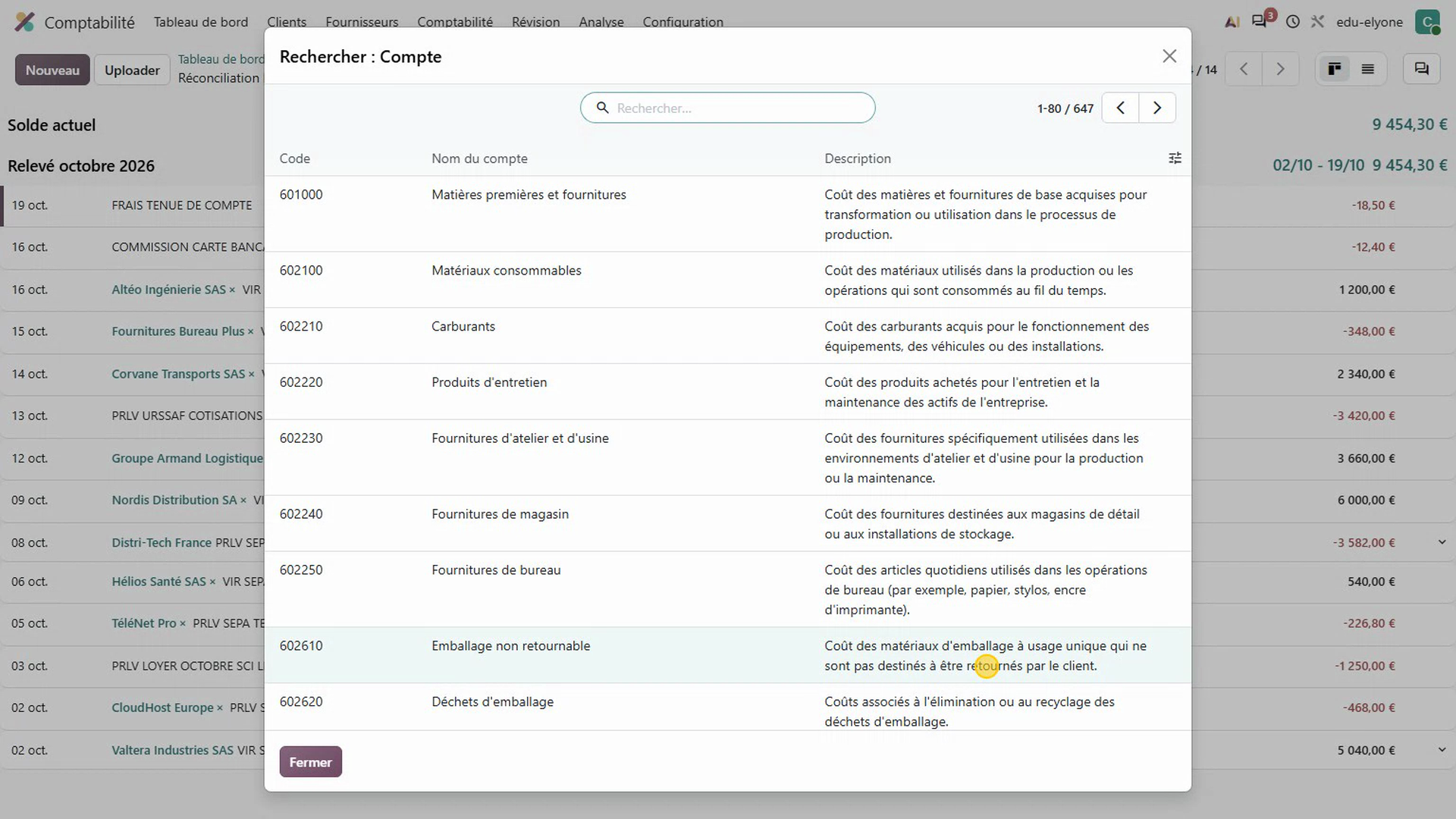 Affecter une dépense à un compte dans Odoo